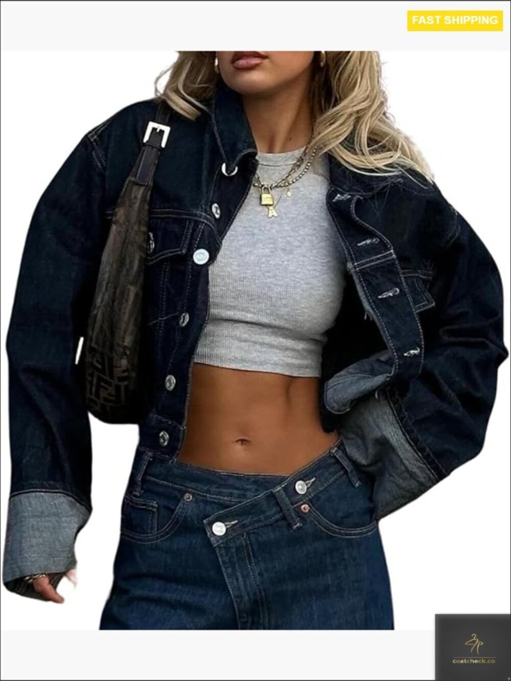 Cropped Denim Jacket Classic Retro Streetwear Fitted Button Front Adjustable